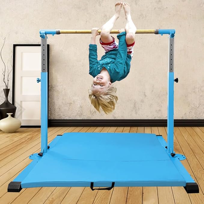 Gymnastics Kip Bar for Home Indoor Training,Horizontal Bar for Kids Girls Junior,Adjustable Arms from 3' - 5' Gym Equipment,1-4 Levels,300lbs Weight Capacity