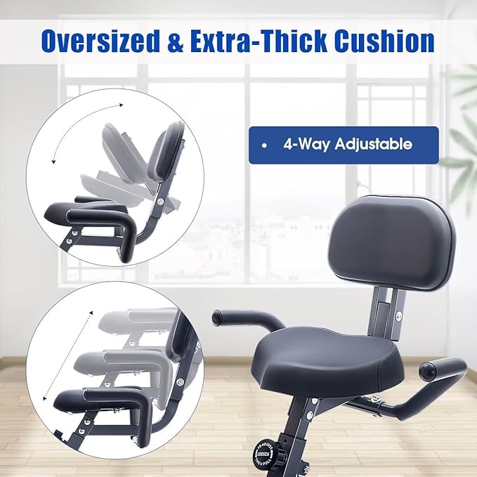 Merax Exercise Bike,Workout Bikes for Home,Folding Stationary Bikes for Home with 16-Level Magnetic Resistance, 300LBS Capacity X-Bike Indoor Exercise Equipment with Heart Rate Sensor & LCD Monitor