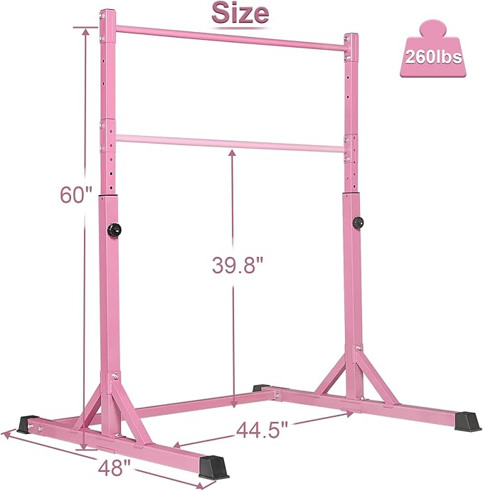 Bongkim Gymnastics Bar for Kids,Adjustable Height Gymnastic Horizontal Bars,Folding Gymnastics Equipment Junior Training Bar for Home Using,Stable Kids Training bar for Children