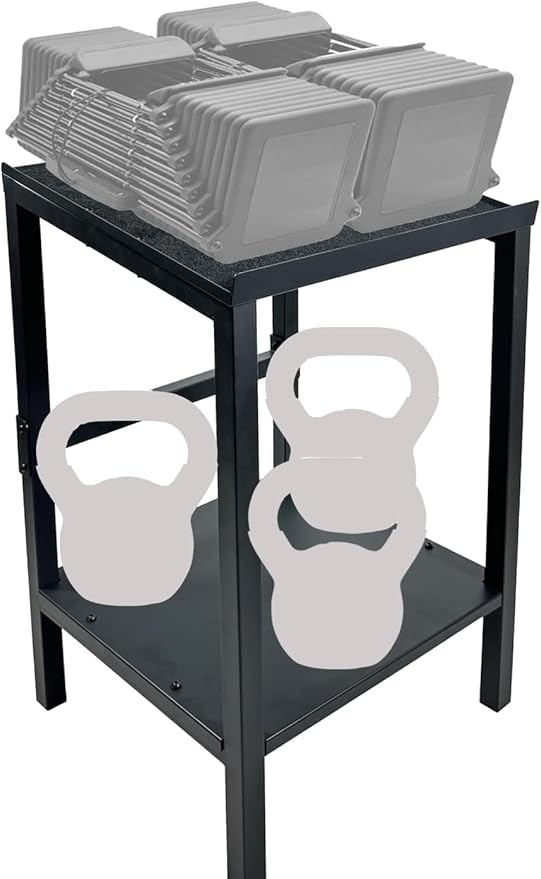Black Heavy Duty Adjustable Dumbbell Stand & Kettlebell Stand - Adjustable Dumbbell Weight Rack, Weight Stand for Dumbbells, Weight Rack for Home Gym with Non-Slip Base, Anti-Tip Safety & Space-Saving Design
