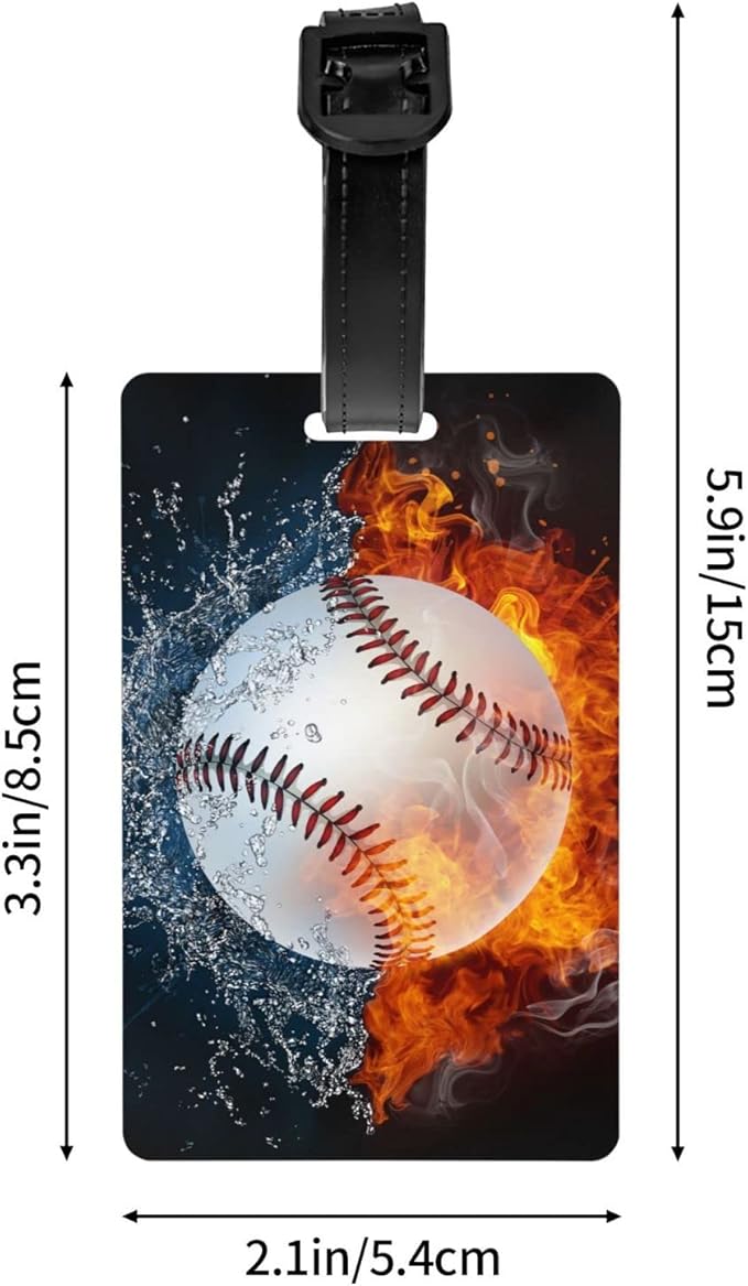 Baseball Luggage Tags for Suitcases, Small Sports Backpack Tags for Kids Boys Men Travel, Cool Bag Tag with ID Name Baggage Labels with Buckle Strap Suitcases Bag Tag (1 Pack)
