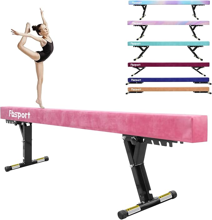 FBSPORT 8ft Adjustable Balance Beam: High and Low Floor Beam Gymnastics Equipment for Kids/Adults,Gymnastics Beam for Training,Practice, Physical Therapy and Professional Home Training with Legs