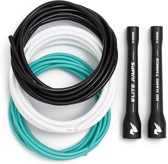 Elite Jumps Adjustable Jump Rope – 6mm PVC Training Rope for Fitness & Cardio | Indoor/Outdoor Skipping Rope with Unbreakable Handles, Non-Kinking Cord & Smooth Rotation for Boxing & Strength