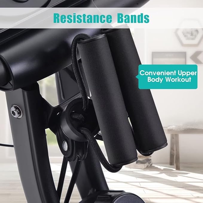 Merax Exercise Bike,Workout Bikes for Home,Folding Stationary Bikes for Home with 16-Level Magnetic Resistance, 300LBS Capacity X-Bike Indoor Exercise Equipment with Heart Rate Sensor & LCD Monitor