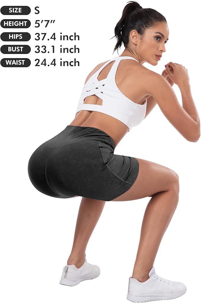 ATHVOTAR Biker Shorts Women with Pockets - 3"/5"/8" High Waisted Workout Spandex Tummy Control Gym Running Yoga Shorts