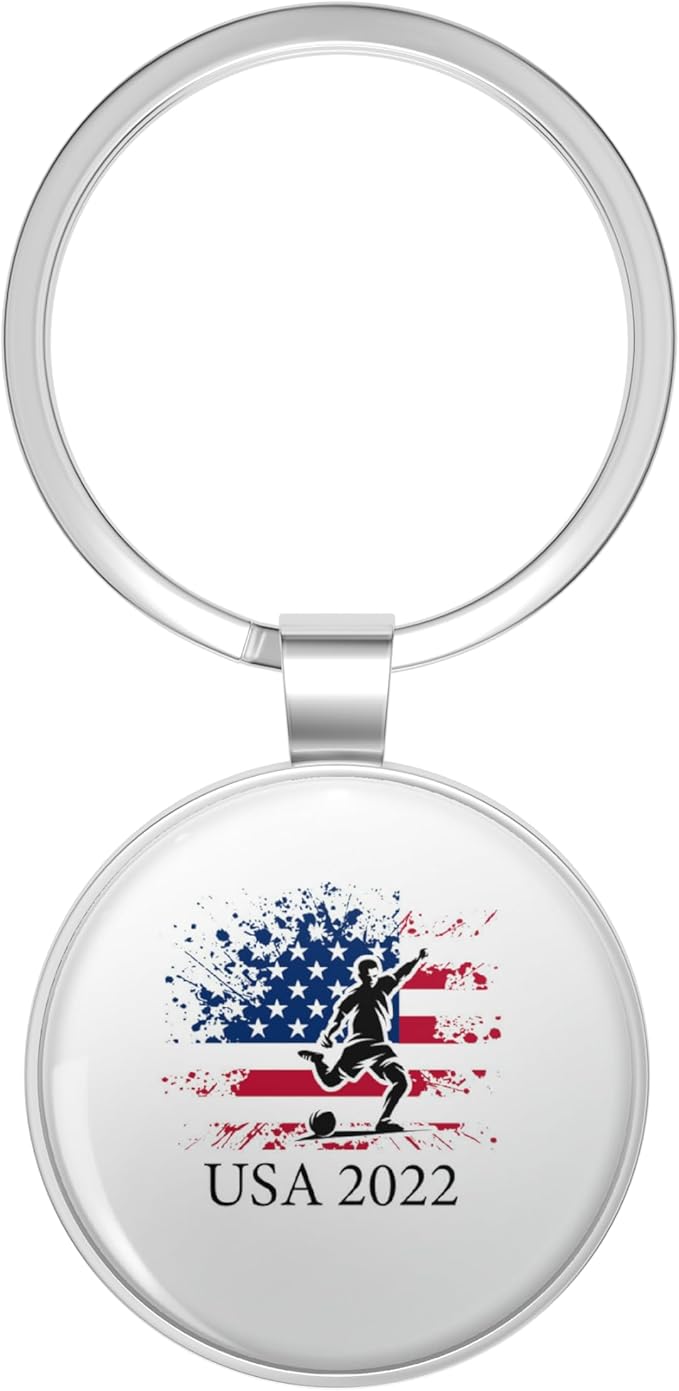 Football World Cup 2022 USA Metal Double Sided Key Chain Keychain