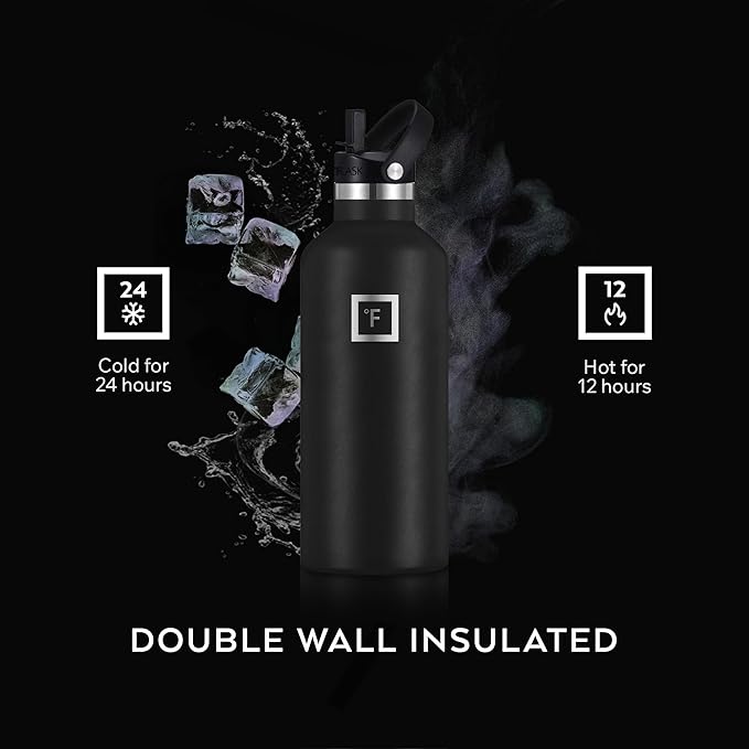 IRON °FLASK Camping & Hiking Hydration Flask with Straw, BPA-Free Insulated Stainless Steel Sports Water Bottle - 24 oz Aurora