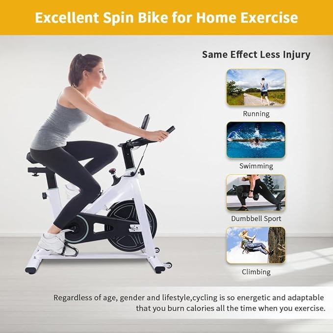 Indoor Exercise Bike,Stationary Bikes for Home Spin Indoor Exercise Bike with LCD Monitor and Comfortable Seat Cushion for Home Gym Cardio Fitness Training