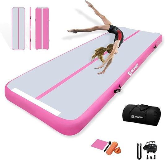 AKSPORT Gymnastics Air Mat Tumble Track Tumbling Mat Inflatable Floor Mats with Air Pump for Home Use/Tumble/Gym/Training/Cheerleading/Parkour/Beach/Park/Water