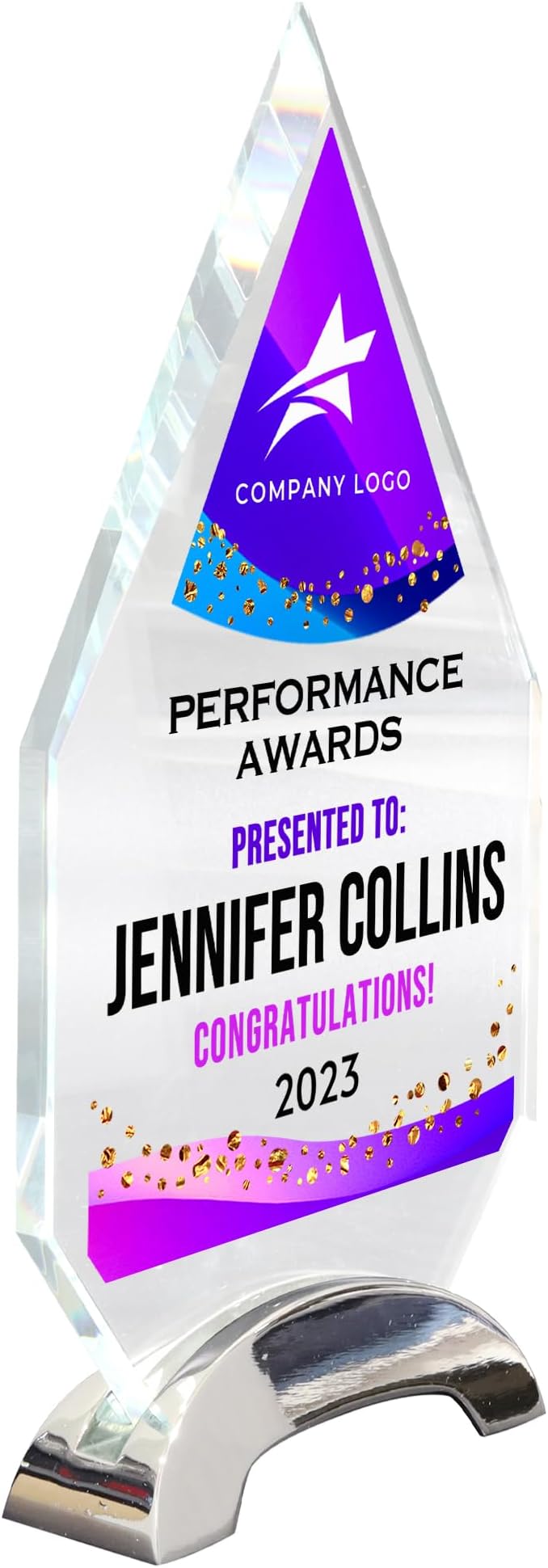 9 1/4" Personalized Glass Plaque for Awards and Trophies, Custom Award for Employee of the Month, Retirement, Leadership and Appreciation Gift P (Design 3)