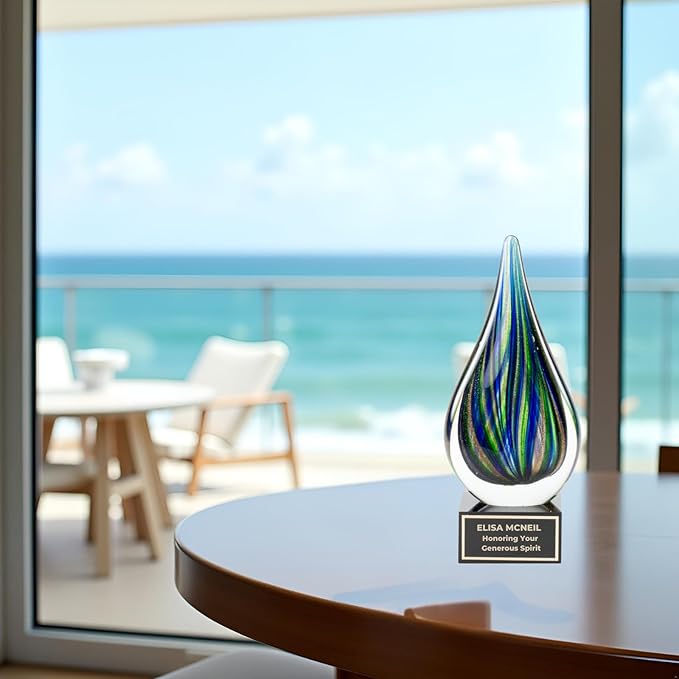 Hand-Blown Art Glass Award – Custom Engraved Elegant Award for Corporate, Sports Retirement Volunteer Recognition Leadership Personal Milestones Employee Gifts