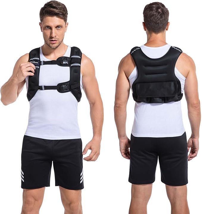 Adjustable Weighted Vest for Women and Men, DecRose 6-10lb/12-18lb Rucking Vest with 6 Ironsand Weights, Body Weight Vest for Home Workouts, Running, Walking and Strength Training