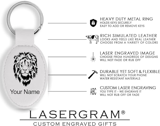 LaserGram Oval Keychain, Baseball Ball, Personalized Engraving Included (White)