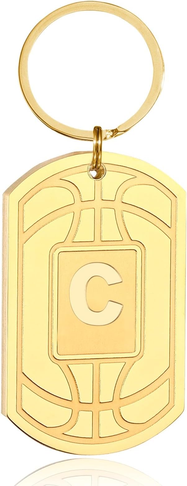 Stocking Stuffers Christmas Gift- Initial Keychain Gifts for Men,Mens Gifts Basketball Keychains for Men Dad