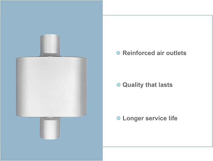 Silver Aluminum Coated Single Chamber Performance Muffler (2-Pack) - 2.5 inch Inlet/Outlet, 13.2 Inch Length - Universal Fit for Cars, Trucks, SUVs