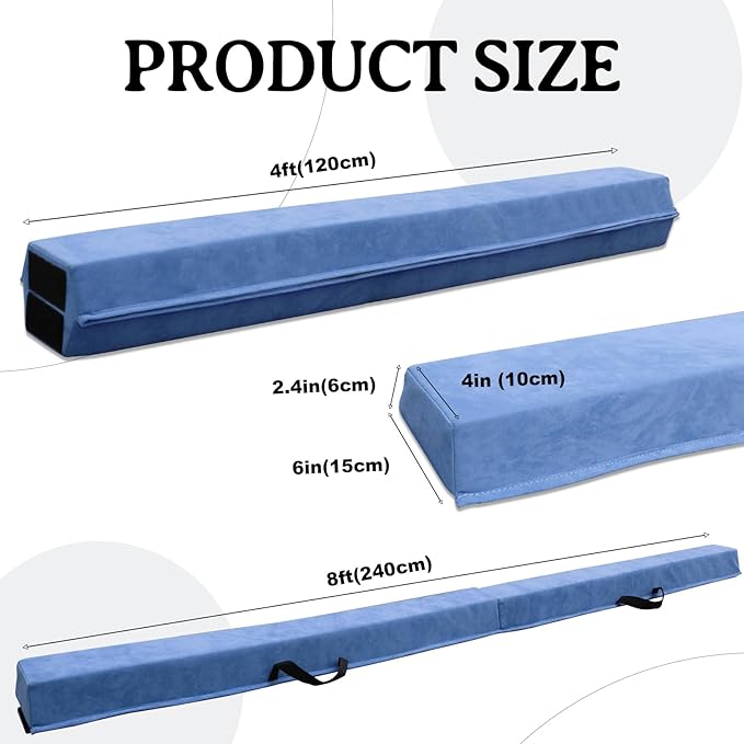 8FT/9.5FT Folding Balance Beam, Portable Gymnastics Beam Equipment with Non Slip Rubber Base & Suede Cover for Training/Practice/Professional Home Exercise