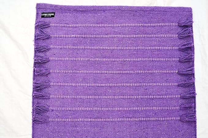 Indian Handmade100 % Organic Anti Skid Multi Colour Cotton Yoga Mat - Eco-Friendly Hand-Woven Rug - Non-Slip & Thick (24”x72”x5mm) for Hot yoga & Everyday Fitness at Home - Comfortable & Foldable Extra-Long Mat