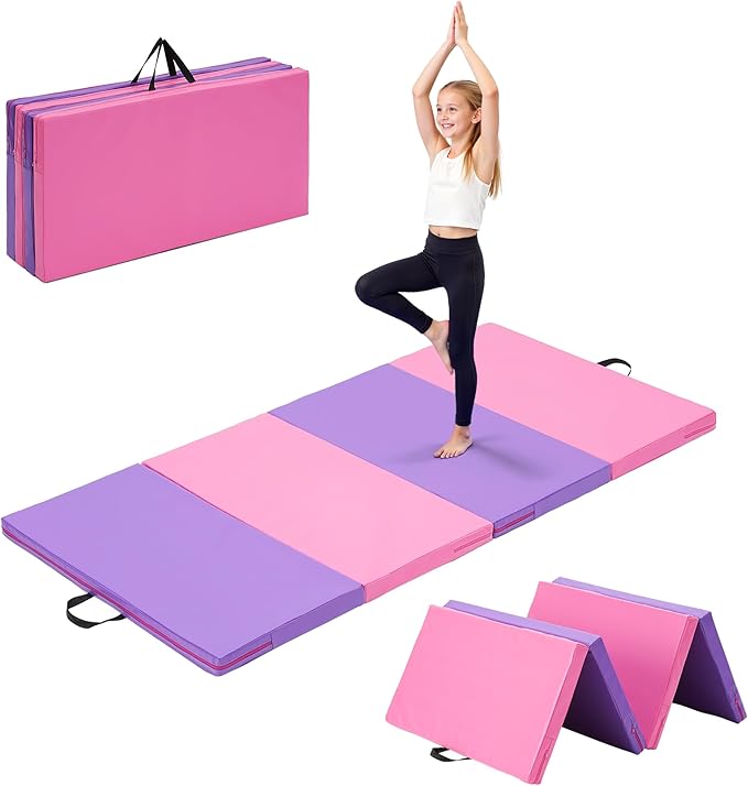 Outdoor Basic 6'x3'x2" Gymnastics Tumbling Mats Folding Panel Thick Gym Exercise Mat for Home