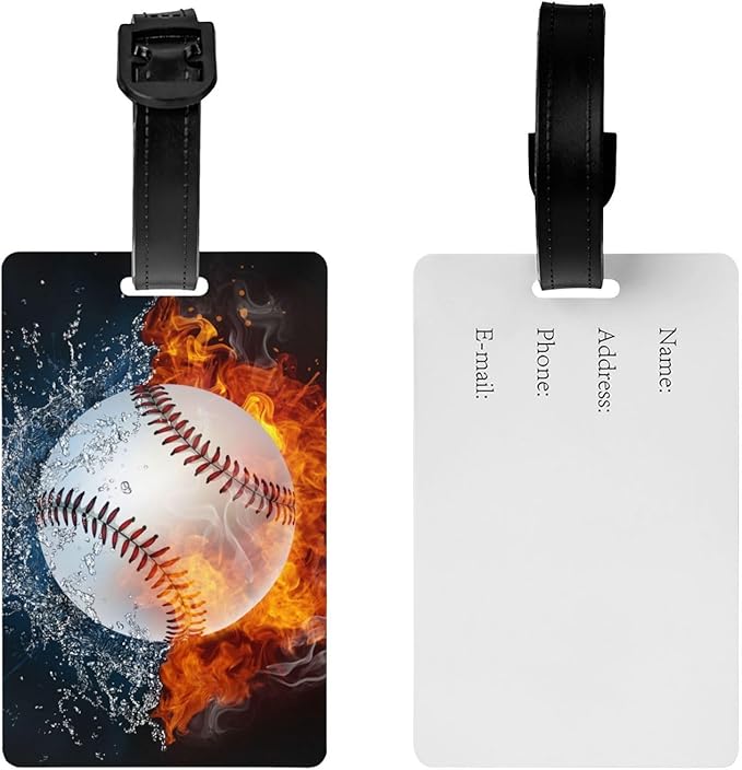 Baseball Luggage Tags for Suitcases, Small Sports Backpack Tags for Kids Boys Men Travel, Cool Bag Tag with ID Name Baggage Labels with Buckle Strap Suitcases Bag Tag (1 Pack)