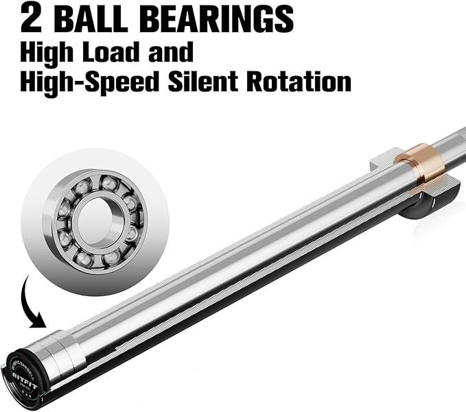 RITFIT 7FT Olympic Barbell for Strength and Weightlifting Training - 2 Inch Olympic Bar for Squat, Deadlift, Bench Press, Curl, Overhead Press - 600lbs/1000lbs/1200lbs Capacity