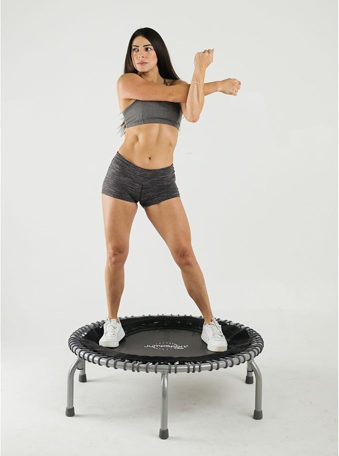 JumpSport 350 PRO Fitness Trampoline, Cardio Workout, No-Tip Arched Legs Home Gym Equipment, Adjustable Bungees & 60 Day Trial Video