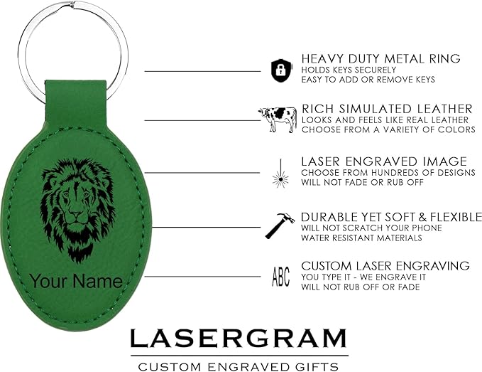 LaserGram Oval Keychain, Soccer Ball, Personalized Engraving Included