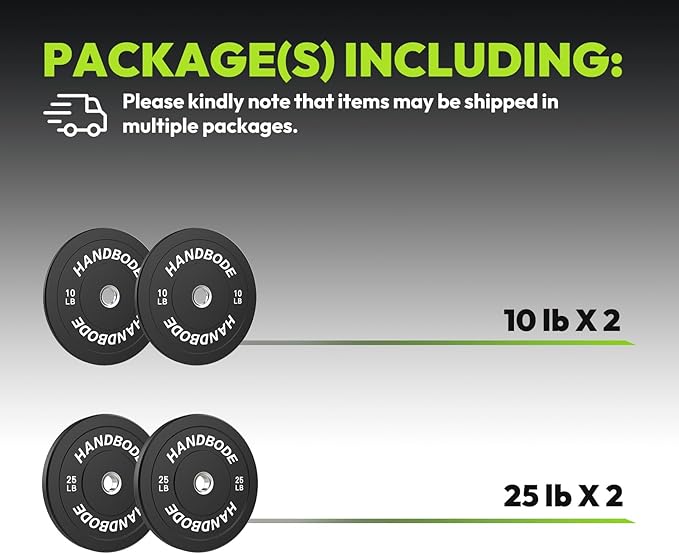 2-Inch Weight Plates High Bounce, Olympic Bumper Plate Set 45/100/160/190/260/300lb, Colored Weight Plates Set for Home Gym, Barbell Weights Rubber Strength Training Plate for Weight Lifting