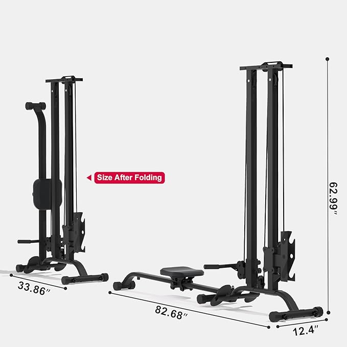TOUSAINS Cable Machine Home Gym, 330 Lbs Plates Loaded Cable Crossover Machine, 2 in 1 Functional Trainer with Rowing Machine, Space Saving Design for Home Gym