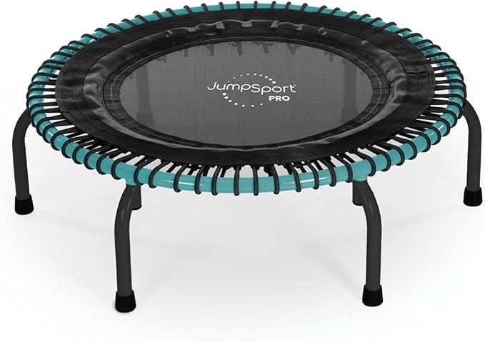 JumpSport 350 PRO Fitness Trampoline, Cardio Workout, No-Tip Arched Legs Home Gym Equipment, Adjustable Bungees & 60 Day Trial Video