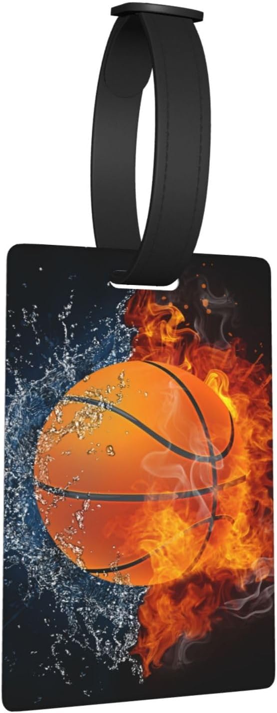 Basketball Backpack Tags for Suitcases for Kids, Sports-Themed Luggage Tags for Boys Girls, Cute Name Tag ID Identifier Labels Baggage Tag for Lunchbox Travel Bags, 1 Pc