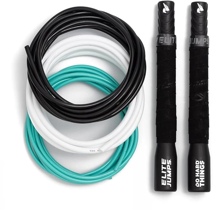 Elite Jumps Adjustable Jump Rope – 6mm PVC Training Rope for Fitness & Cardio | Indoor/Outdoor Skipping Rope with Unbreakable Handles, Non-Kinking Cord & Smooth Rotation for Boxing & Strength