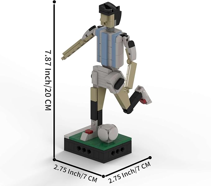 Argentine National Team Soccer Player Building Blocks, 7.8Inch Action Figure Model Toy 2022 World Cup Collection Model Figure(186Pcs)