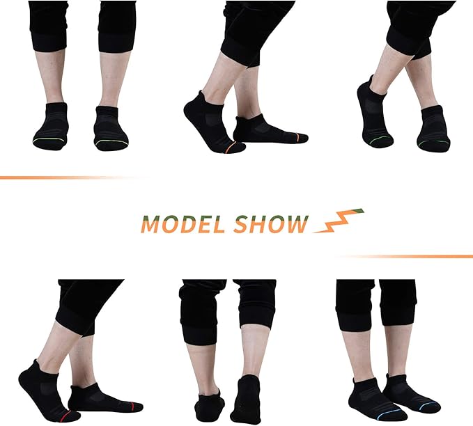 JOYNÉE Mens Ankle Athletic Low Cut Socks Running Sports Cushioned Sock for Men 6 Pack