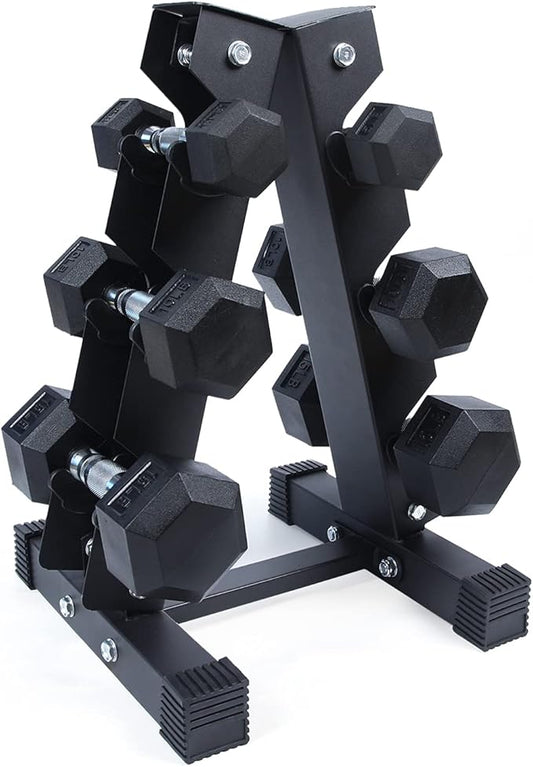 RitFit 5-300LBS Rubber Encased Hex Dumbbell Sets with Optional Rack for Home Gym, Coated Hand Weights for Strength Training, Workouts