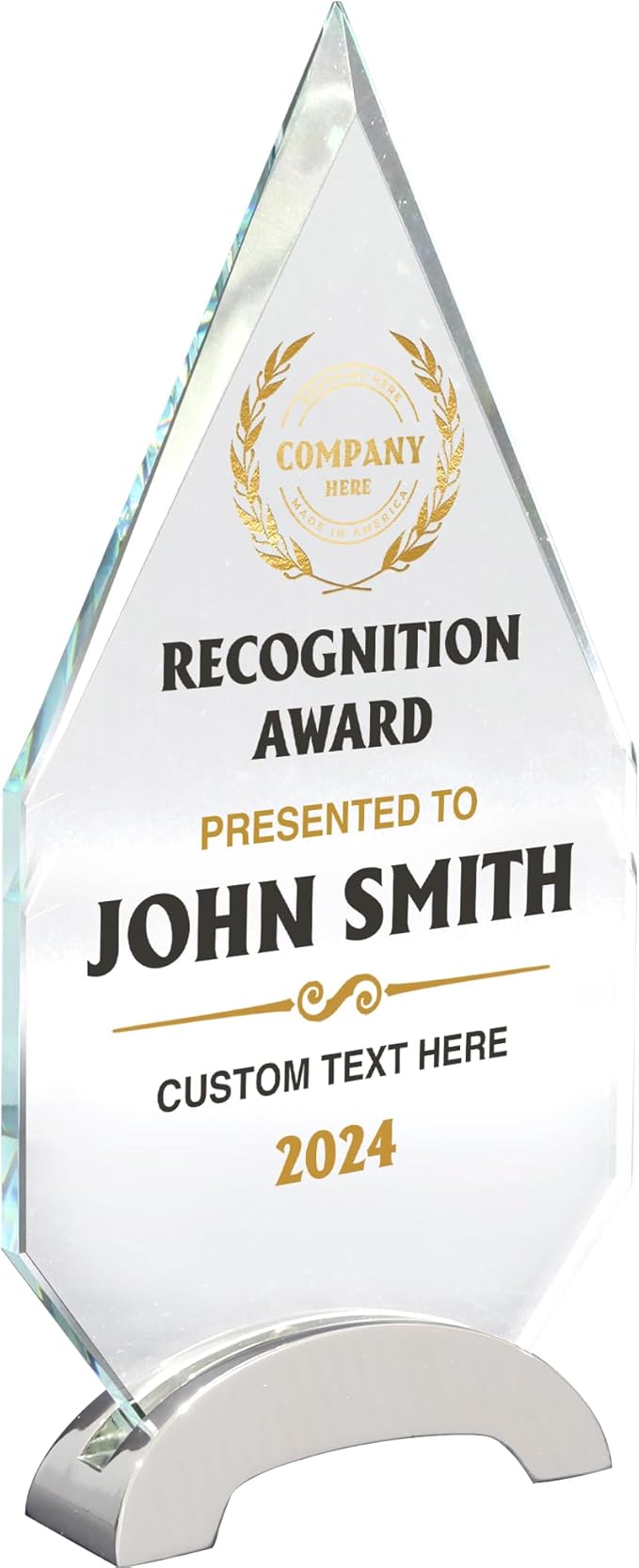 9 1/4" Personalized Glass Plaque for Awards and Trophies, Custom Award for Employee of the Month, Retirement, Leadership and Appreciation Gift P (Design 5)