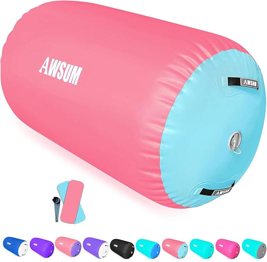 AWSUM Air Roller Gymnastics Barrel Inflatable Tumbling Mat Back Handspring Trainer for Octagon Mat Gym Home Gymnastics Equipment 1PCS，No Electric Pump