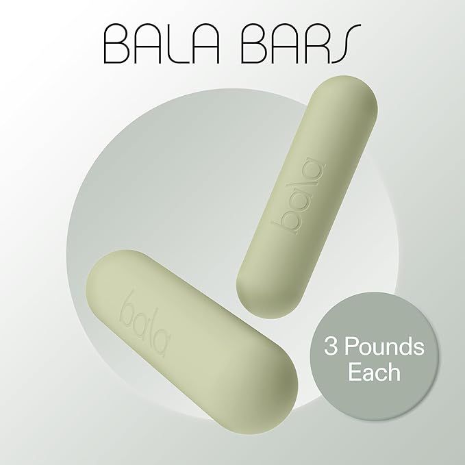 Bala Bars Dumbbell Set for Women & Men - Set of 2 Bars Designed for Walking, Strength Training, HIIT, Boxing & Aerobics - Hand Weights for Working Out at Home
