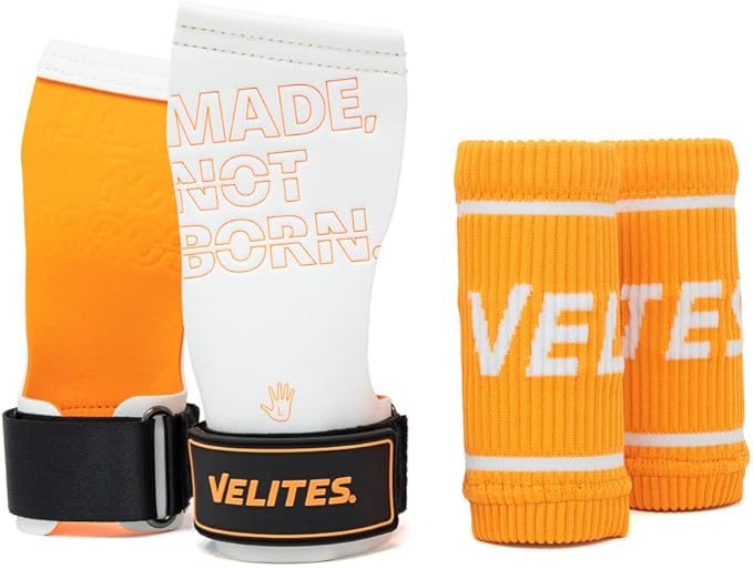 Velites I Quad Pro Handgrips I Professional Cross Training Gloves or Gymnastics I All Surface I Use with Magnesium I Includes Free Bands