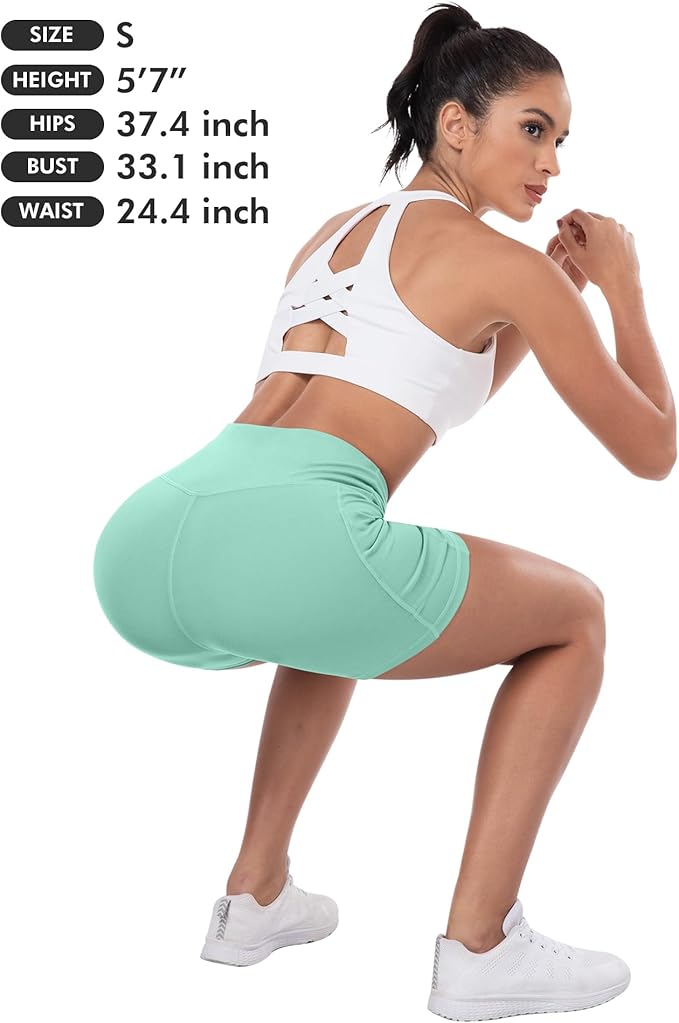 ATHVOTAR Biker Shorts Women with Pockets - 3"/5"/8" High Waisted Workout Spandex Tummy Control Gym Running Yoga Shorts