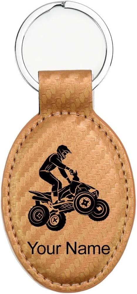 LaserGram Oval Keychain, Quad, Personalized Engraving Included (Carbon Fiber Bronze)
