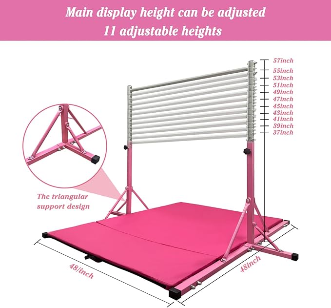 Gymnastics Kip Bar for Home Indoor Training,Horizontal Bar for Kids Girls Junior,Adjustable Arms from 3' - 5' Gym Equipment,1-4 Levels,300lbs Weight Capacity