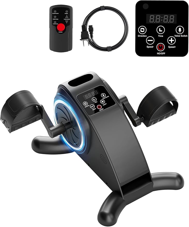 Under Desk Exercise Bike, Mini Exercise Bike Electric Pedal Exerciser for Seniors & Leg/Arm Fitness,12 Adjustable Speeds & LCD Display, Foot Exerciser for Physical Therapy, Exercise Bike for Seniors