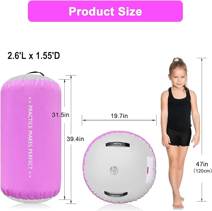 VOFiTNY Gymnastics Tumbling Equipment Air Barrel Inflatable Octagon Tumbler Roller Back-bend Trainer Cheerleading Without Pump