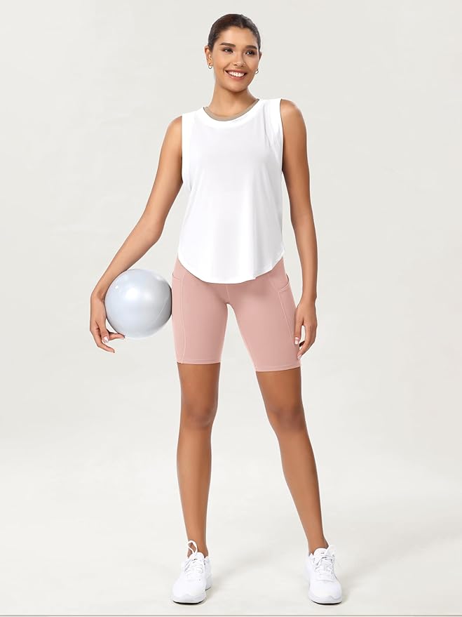 ODODOS Women's Tummy Control Biker Shorts 2.0 with Pockets High Waist Athletic Workout Yoga Shorts-3.5''/ 5"/ 8" / 10" Inseam