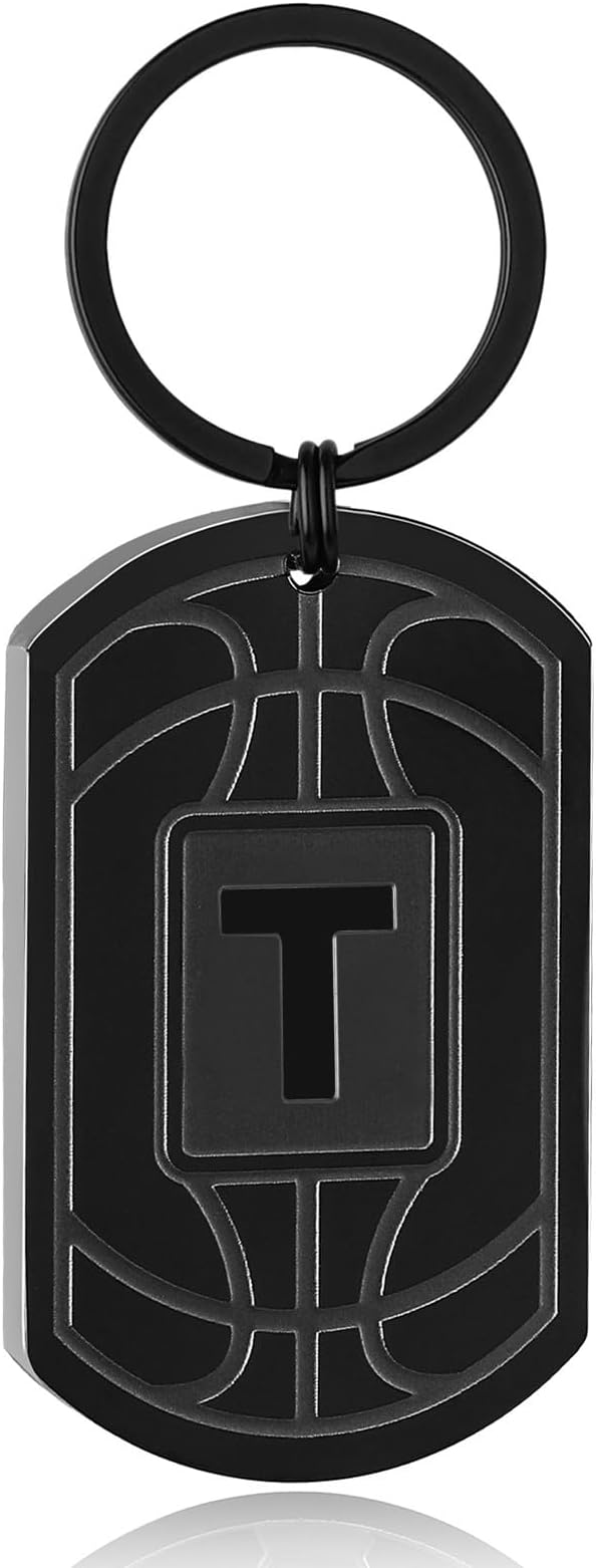 Stocking Stuffers Christmas Gift- Initial Keychain Gifts for Men,Mens Gifts Basketball Keychains for Men Dad