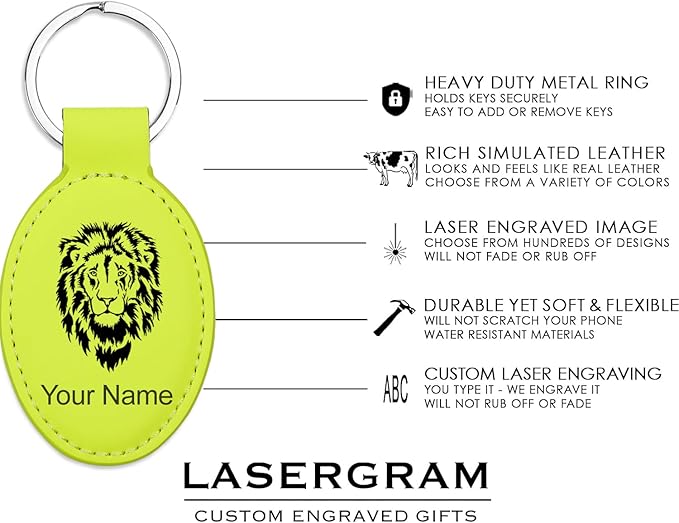 LaserGram Oval Keychain, Soccer Ball, Personalized Engraving Included