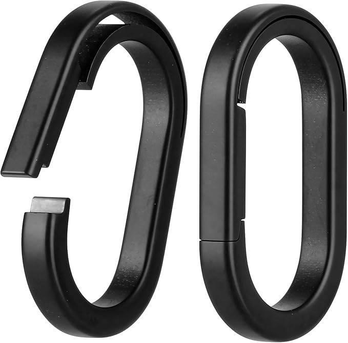 KEEPO LINK Titanium Key Ring Side Pushing, Small Key Ring Quick Release Keychain Connector for Men, 2 Pcs, OLO03 (Black, M)