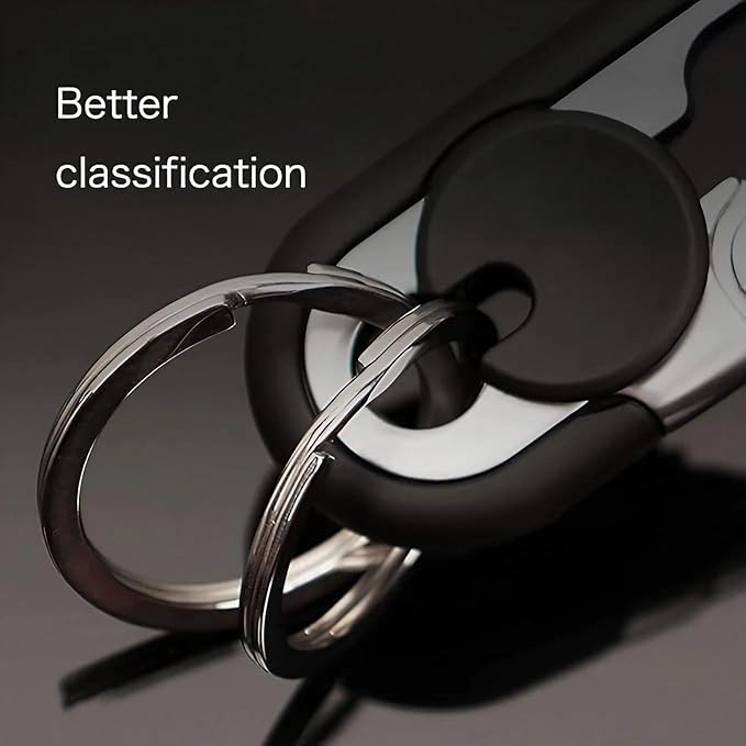 CHRIS GOOD Men's Car Key Chain 3pcs, Personalized Creative Stainless Steel Car Keychain for Men Black