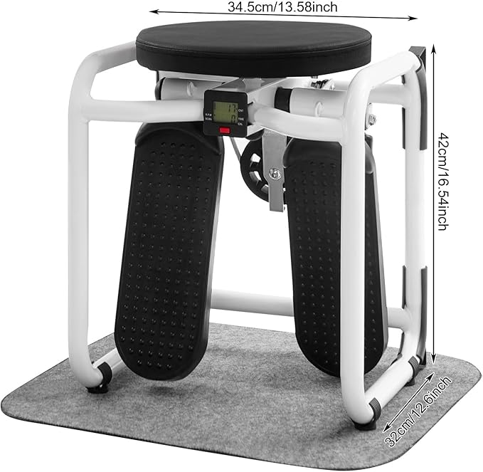 3-in-1 Twist Stepper with Resistance Bands & Mat - Stepper for Home Cardio, Multi-Function Stepper with Seat, Waist Workout at Home, Office, Black