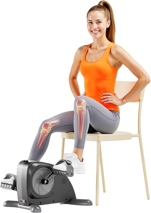Under Desk Exercise Bike, Mini Exercise Bike Electric Pedal Exerciser for Seniors & Leg/Arm Fitness,12 Adjustable Speeds & LCD Display, Foot Exerciser for Physical Therapy, Exercise Bike for Seniors